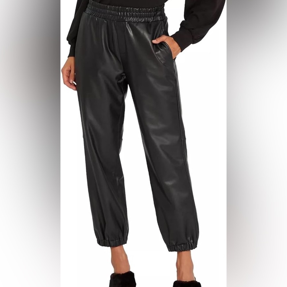 Sanctuary Womens Faux Leather High Rise Jogger Pants, Size 2x